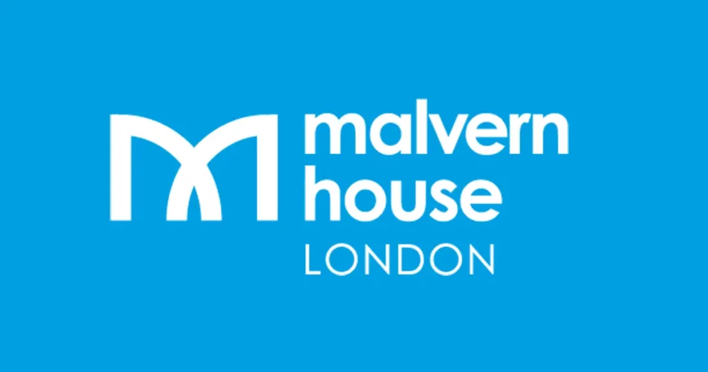 The logo of Malvern house language schools in London.