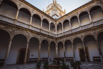 An enchanting image capturing the essence of academia and the historic beauty of the University of Granada in Spain.