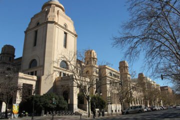 A captivating image showcasing the vibrant spirit and architectural elegance of the University of Valencia in Spain.