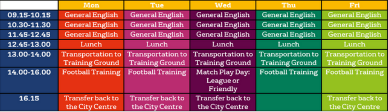 A sample timetable of IHM Manchester.