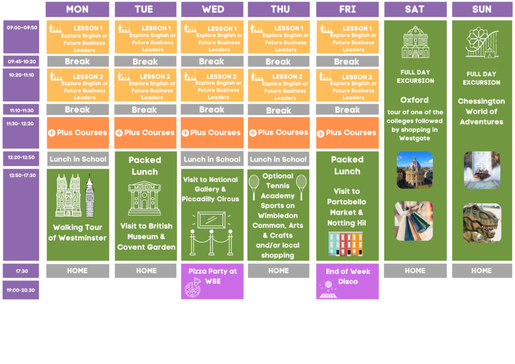 A sample timetable of Wimbledon School in London.