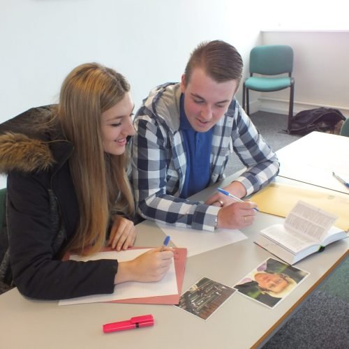 Students from Broadstairs summer schools in Broadstairs are working together.