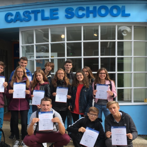 Students are celebrating their successful summer school at Castle School Brighton