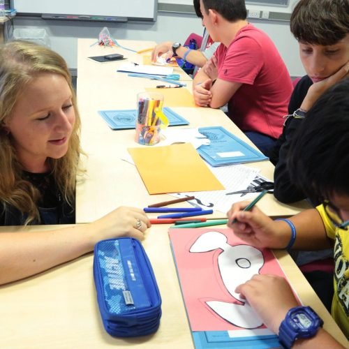 Liverpool Summer School in Liverpool students are doing class activities.