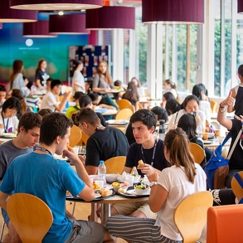 Summer school's canteen where students can eat and chill there.